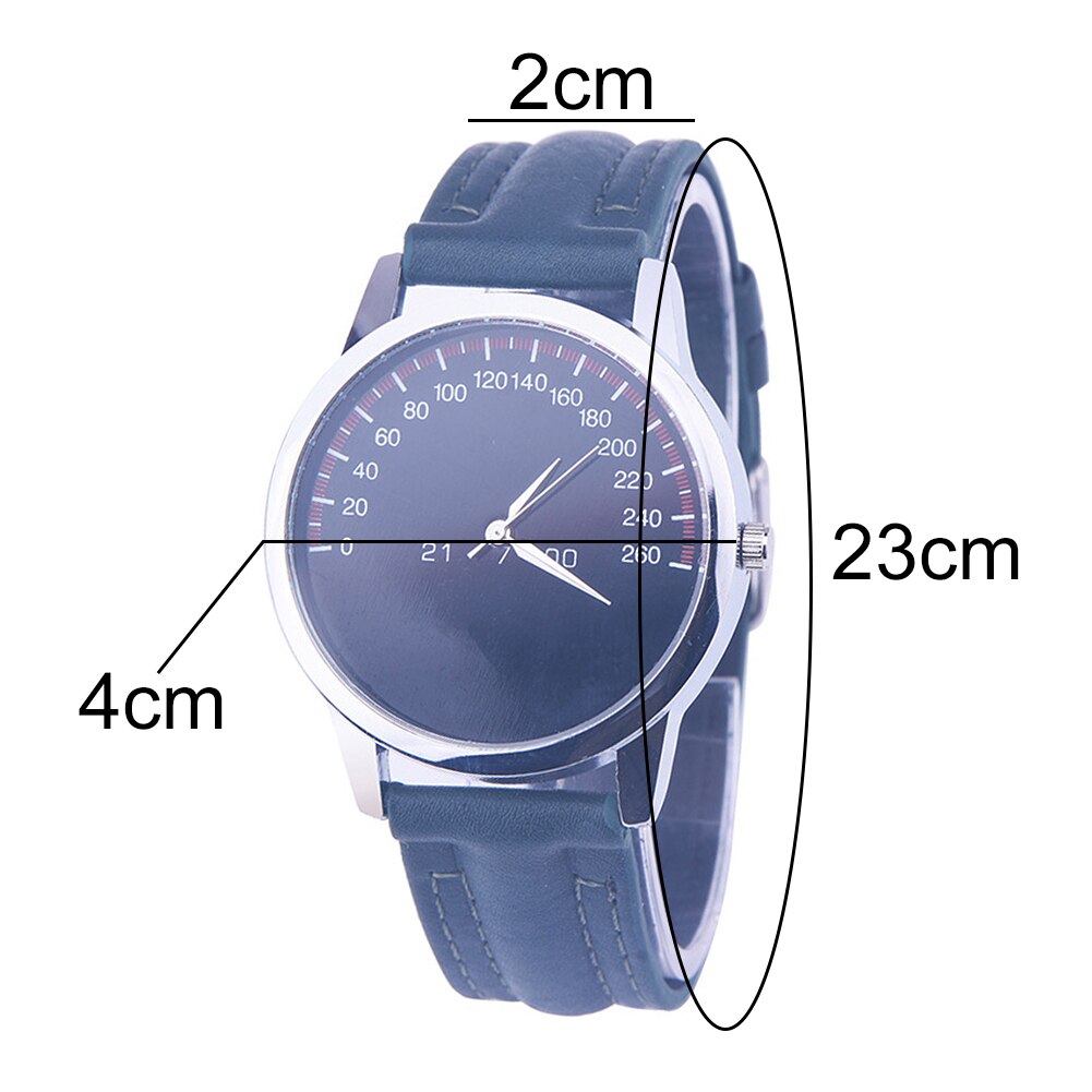 Unisex bil instrumentbræt rund urskive imiteret læderrem analogt kvarts armbåndsur