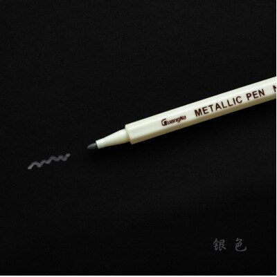 10 Kleuren Set Tekenen Schilderen Marker Pennen Metallic Pen Voor Zwart Papier Glas Hout Kunst Schoolbenodigdheden Briefpapier Handtekening Pen: Silver 10 Pcs