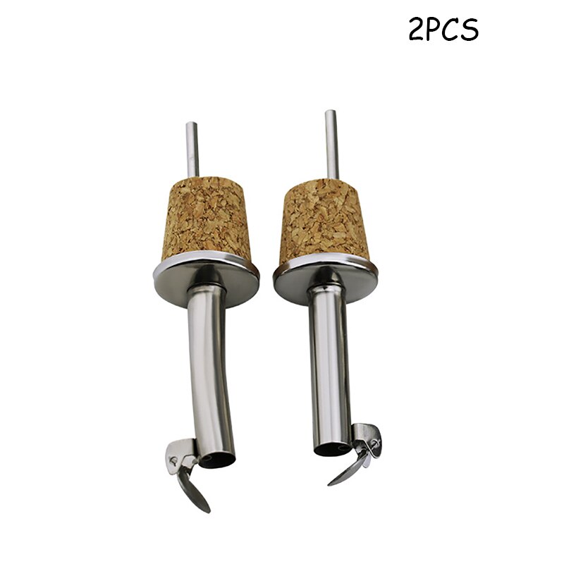 DEOUNY 1PC Cork Dispenser Stainless Steel Oil Bottle Spout Pourer For Flask Red Wine Pot Bottle Plug Mouth with Stopper Olive: 2pcs silver