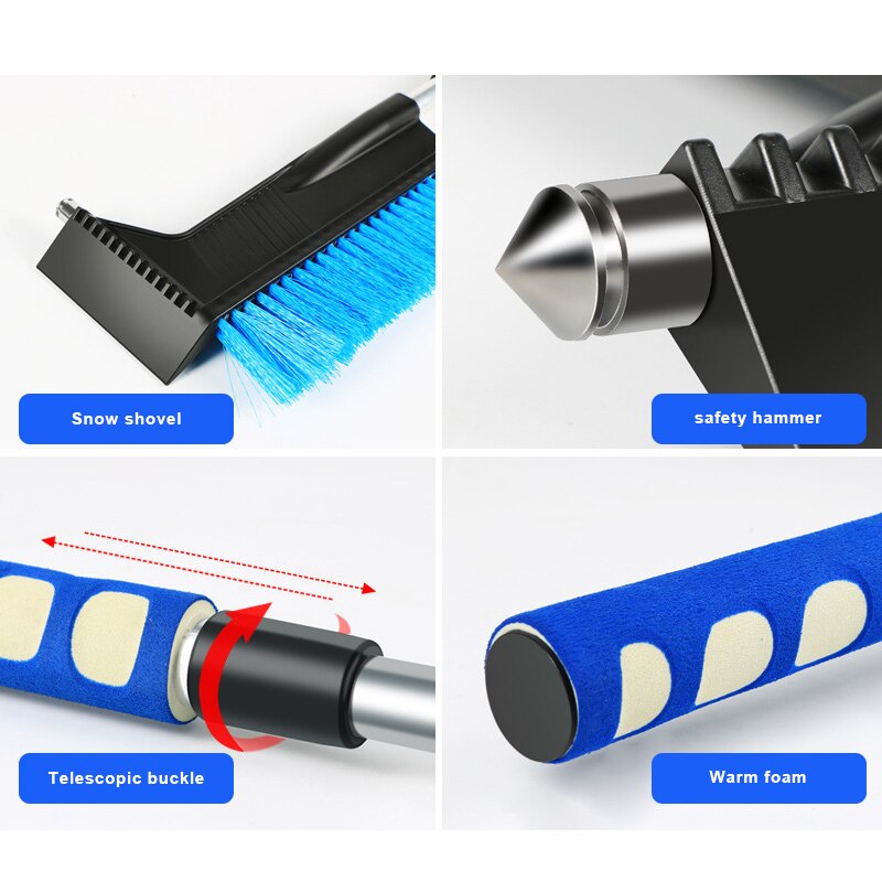 3-In-1 Multi-Function Car Snow Removal Shovel Car Snow Ice Brush Glass Defrosting Deicing Cleaning Tool SNO88