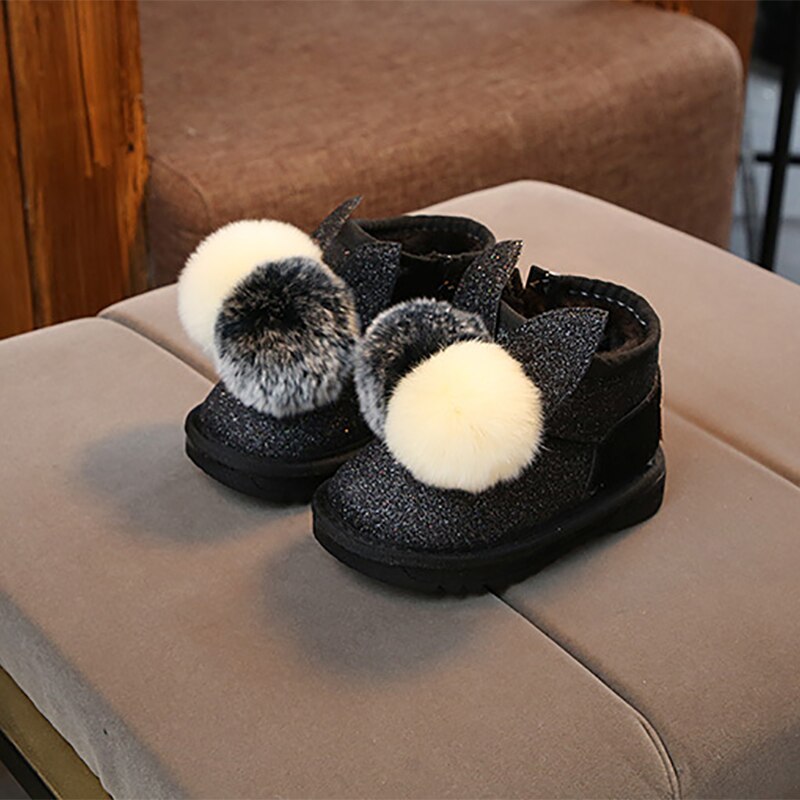 Bébé bottes avec fourrure hiver coton chaussures en peluche antidérapant bambin filles chaudes bottine paillettes neige bottes SSS003