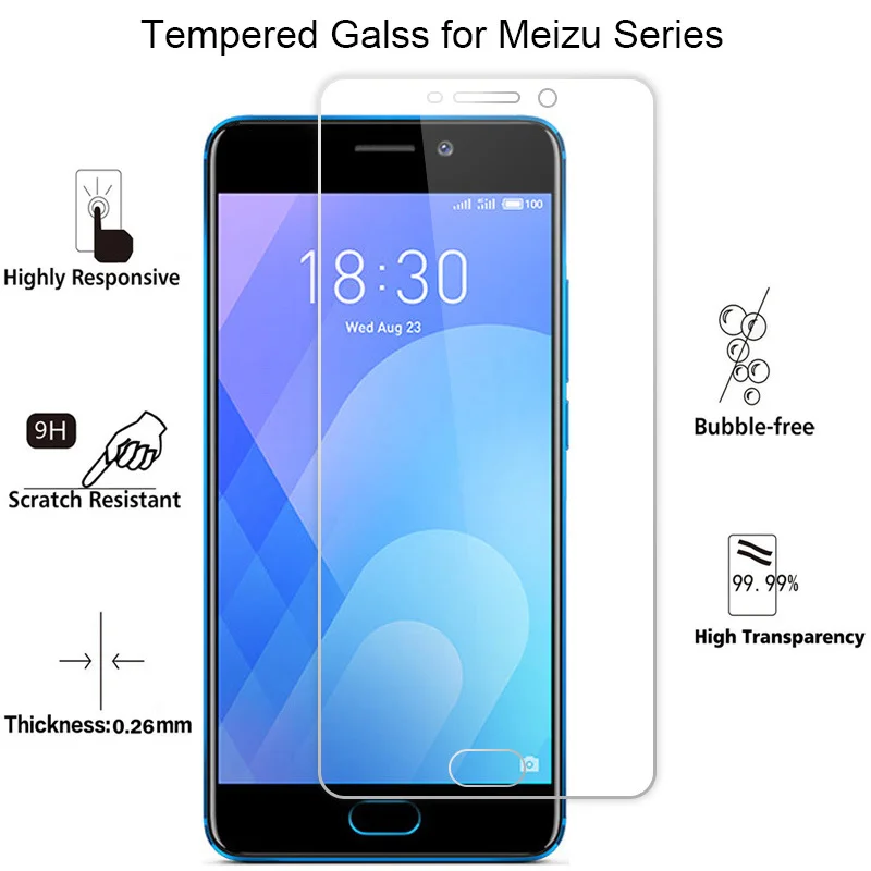 Screen Protector Tempered Glass for Meizu M6 Note M6S M6T 9H HD Film Glass for Meizu M5 Note M5S M5C Glass on Meizu M3 Note