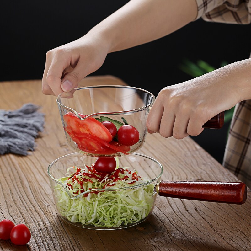 Praktische Glas Melk Pot Noodle Pap Koken Pot Steelpan Transparante Groente Fruit Slakom Kookgerei Keuken Benodigdheden