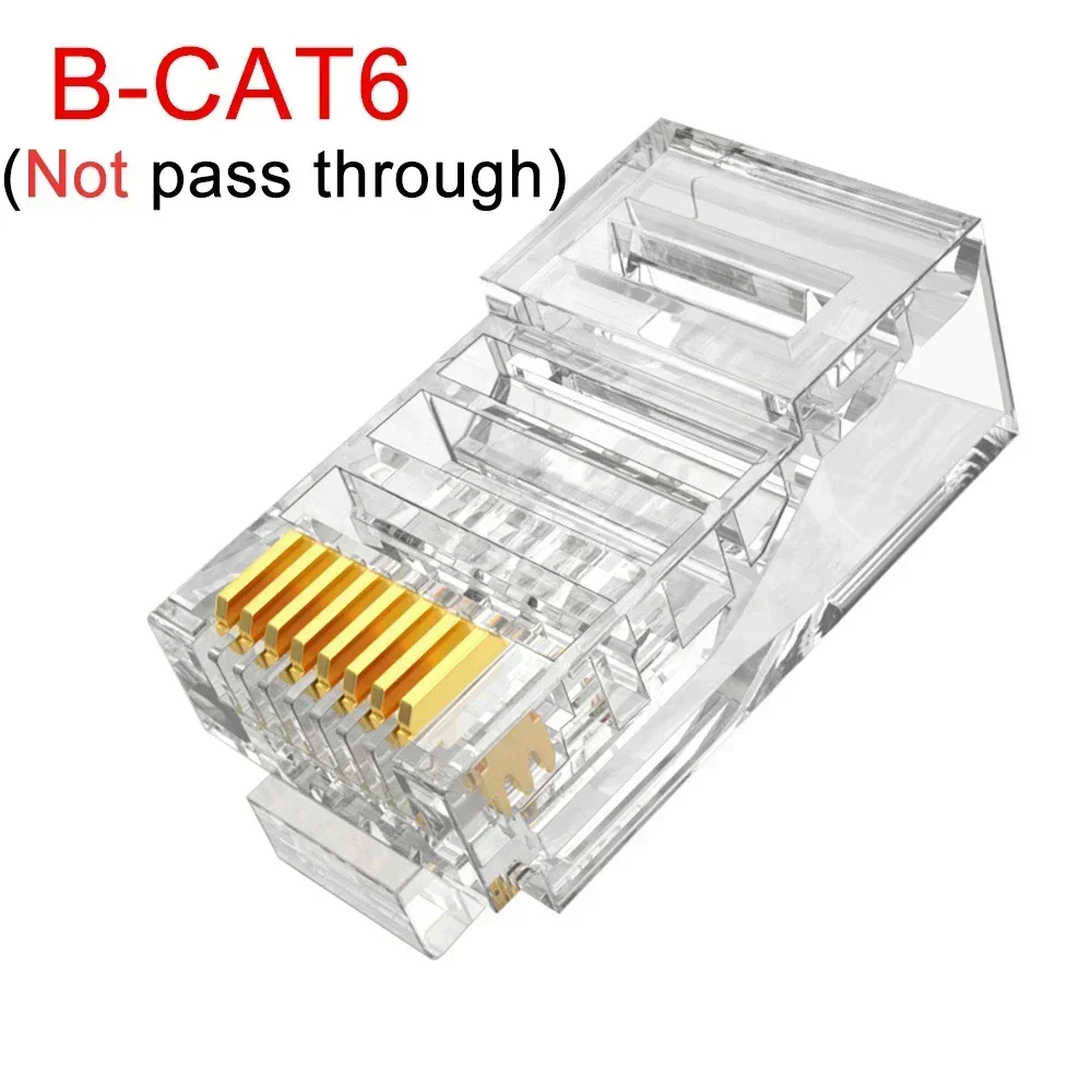 1-50Pcs RJ45 CAT6 CAT5e Pass Through Connectors Crystal End Gold-Plated 8P8C Crimp UTP Standard Ethernet Network Modular Plug: Blue / 1.2m