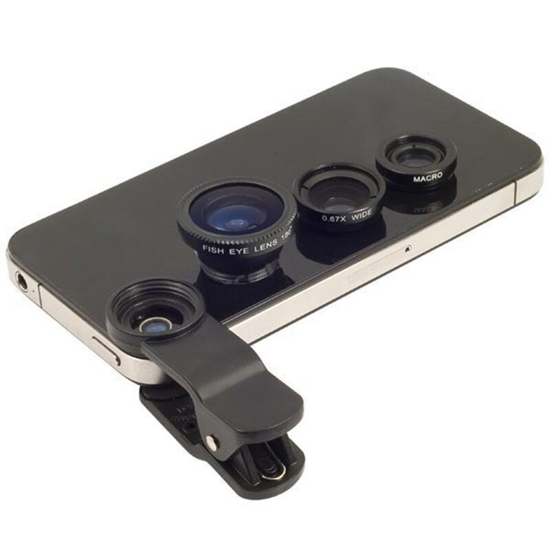 3 In 1 Groothoek Macro Fisheye Lens Kit Met Clip 0.67x Mobiele Telefoon Fish Eye Lens Voor Iphone Lens lentes Mobiele Telefoon