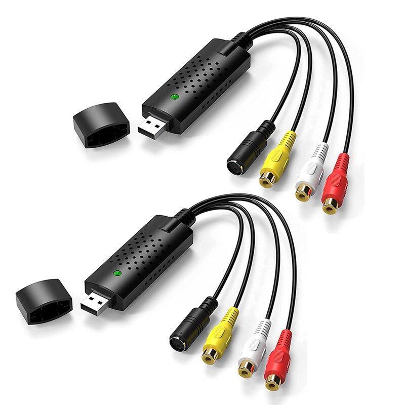 2 Stuks Video Usb Capture Kaart, Converteren Hi8 Vhs Naar Digitale Dvd Voor Windows Pc, audio Video Digitaliseren Converter Adapter: Default Title