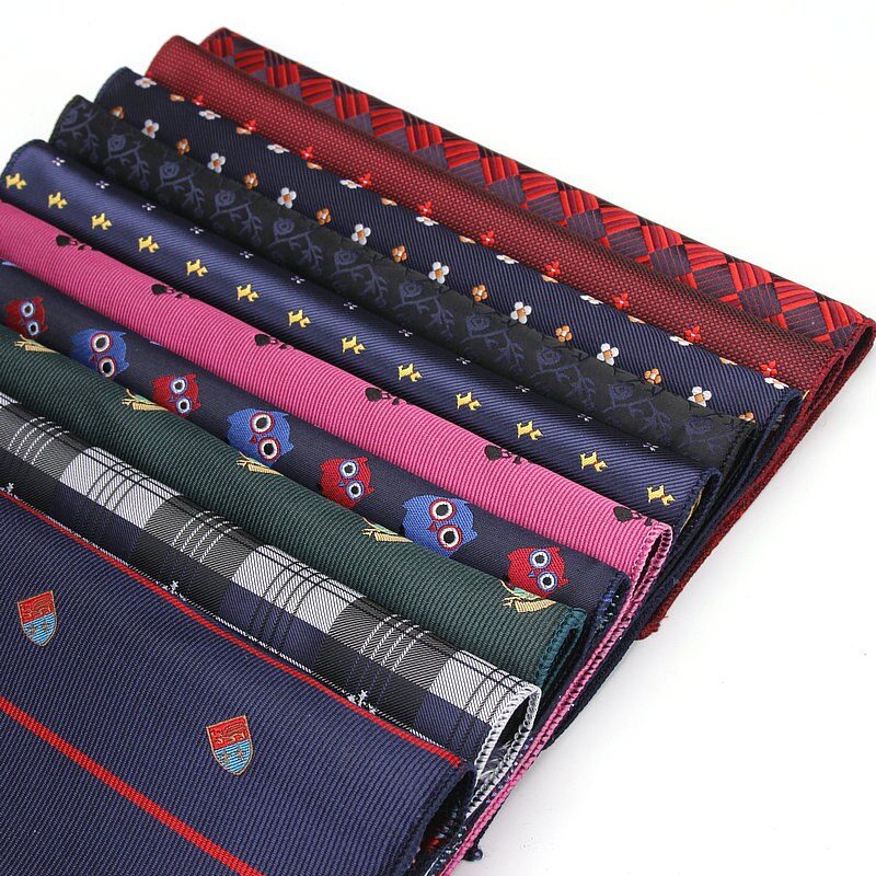 KR1328 Men's Polyester Silk Handkerchiefs Pocket Squares Mixed Patterns Jacquard for Suits Jackets Wedding Party Business