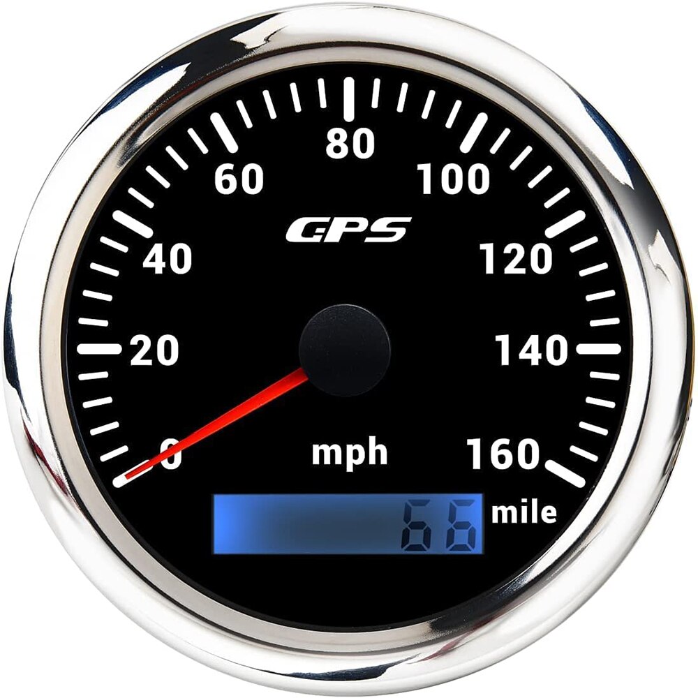 85mm GPS Speed Gauge Meter 0-30/60/120/200 Km/h MPH 0-80/160 MPH 7 Colors Backlight for Truck Car Yachts: 160MBS