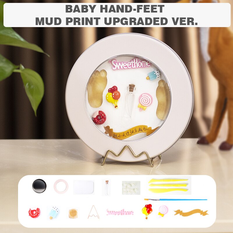 Nyfødt baby fod hånd print diy kit fotoramme dåse sæt barn pige dreng fodaftryk skrivebord indretning tilbehør souvenir kæledyr hund