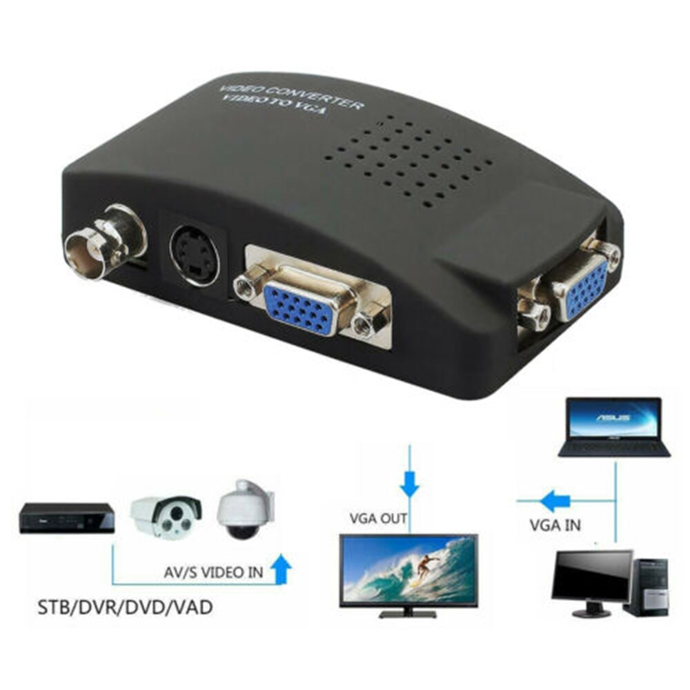 Bnc converter vga s-video naar vga video adapter converter voor digitale harde schijf videorecorder computer laptop naar tv projector