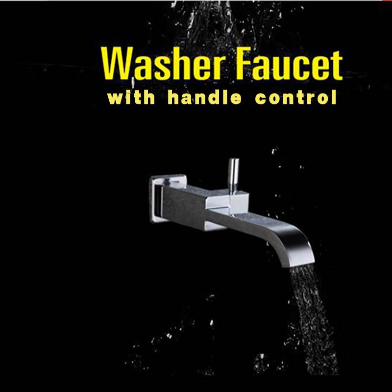Badeværelse armatur tilbehør massiv messing krom færdig i-væg brusebad tud vaskemaskine vandhane med håndtag kontrol