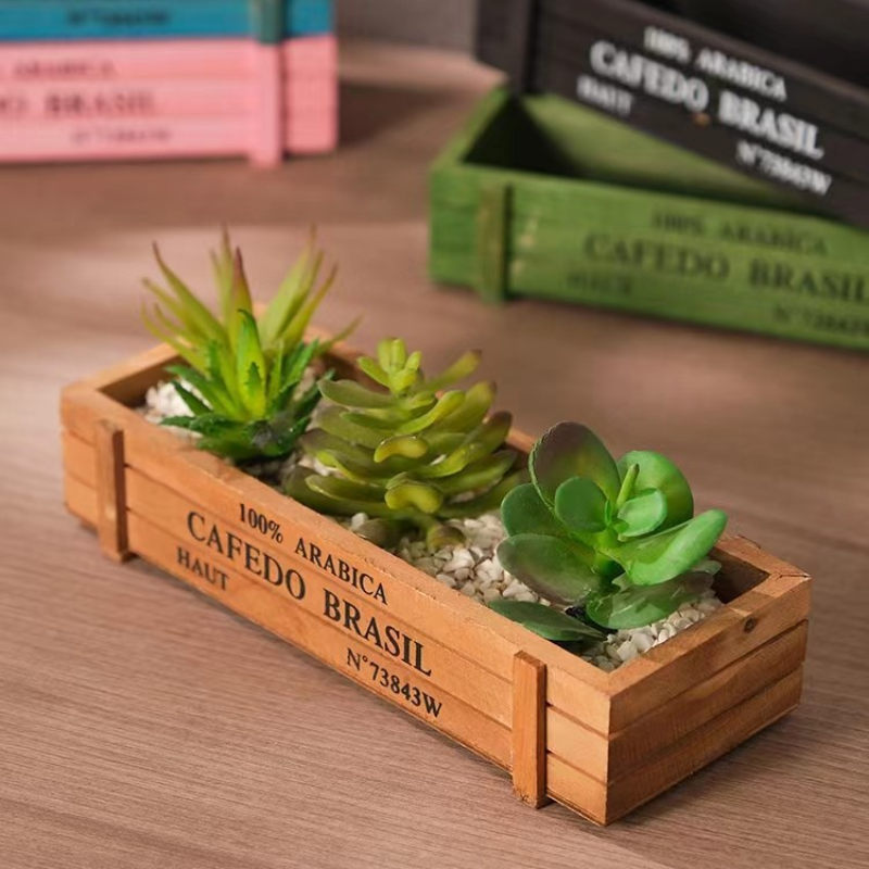 Maceta colorida, caja de madera Retro creativa, macetas, soporte para flores, cajas de troncos para comestibles, decoración de plantas suculentas, macetas