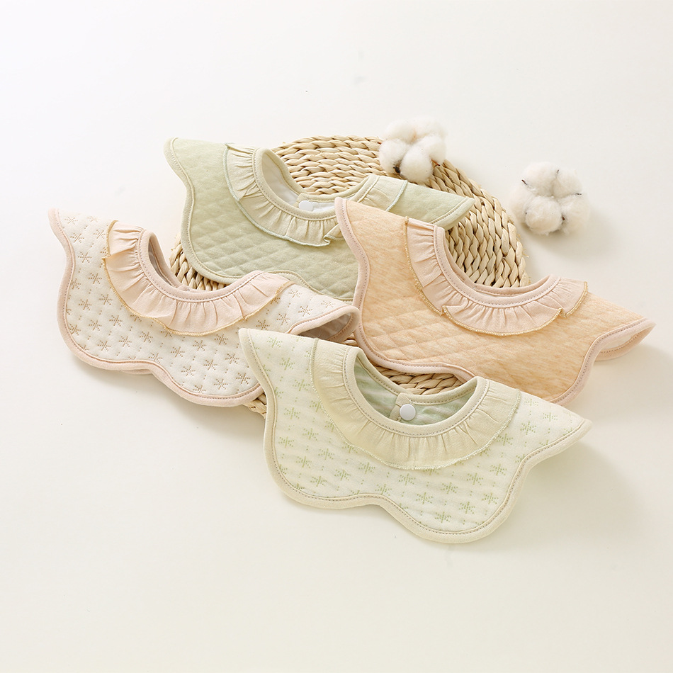 Baby Solid Color Petal Bibs Soft Cotton Burp Cloths Saliva Towel for Newborn Infant Toddler Baby Accessories Baby Feeding Stuff