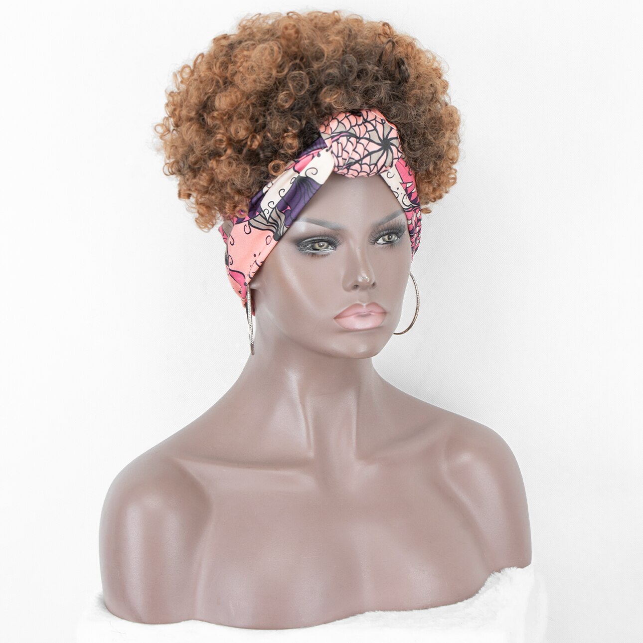 Kryssma-pelucas de diadema rizada para mujeres africanas, peluca sintética, nueva gorra de , peluca Afro rizada,: Golden 2