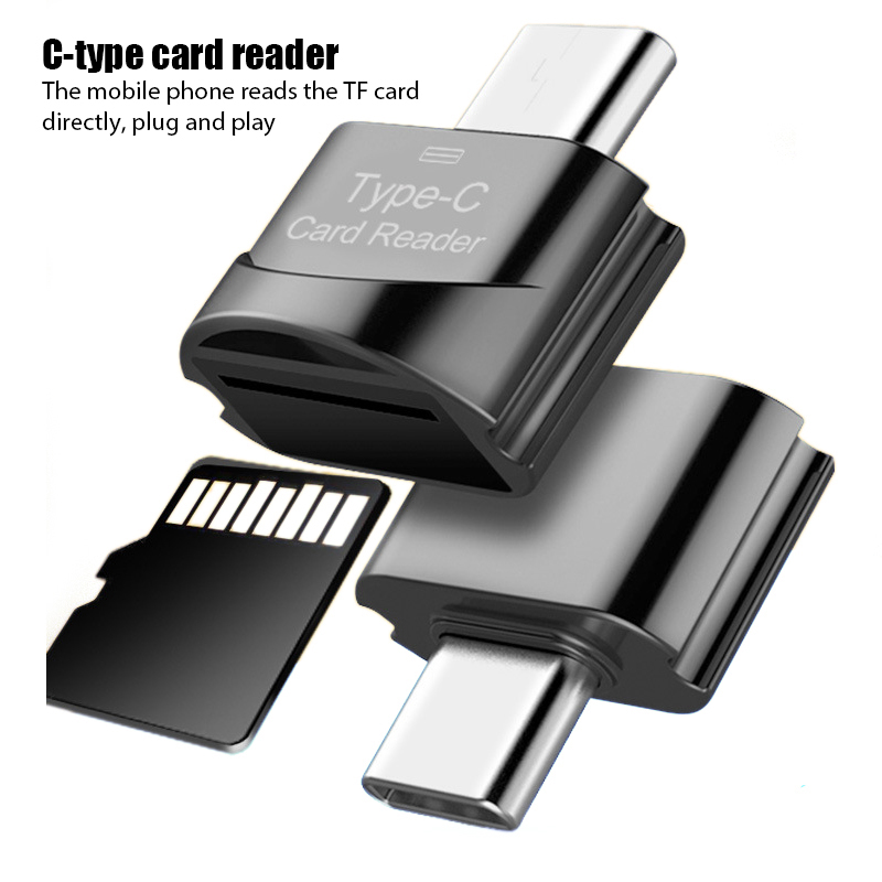 Otg naar type-c micro-sd tf-adapter, slimme geheugenkaartlezer voor samsung en huawei, micro-usb naar type-c micro-sd otg-adapter