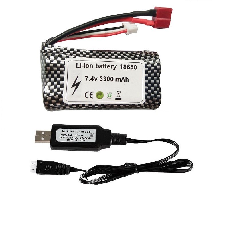 (T) wltoys 10428 12429 12423 12427 12401 12402 12402-A 12402A Parti di Automobili del RC 7.4V 3300MAH Batteria lipo 2S 18650: Borgogna