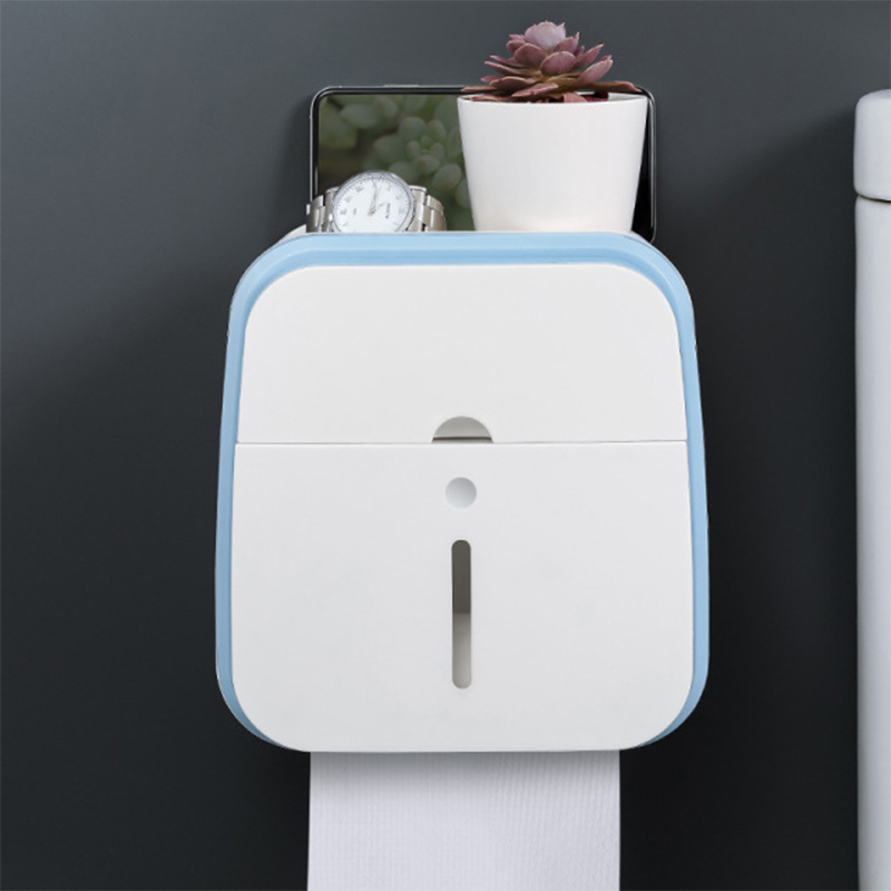 Penguin Toilet Paper Holder Portable Waterproof Wall Mounted Storage Box Tray Tissue Box Organizer Bathroom Accessories: Blue