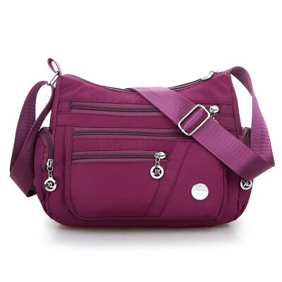 Female Bag Multi-layer Casual Shoulder Messenger Bags Korean Ladies Hobos Large Capacity Crossbody Bag Bolso Mujer: Purple