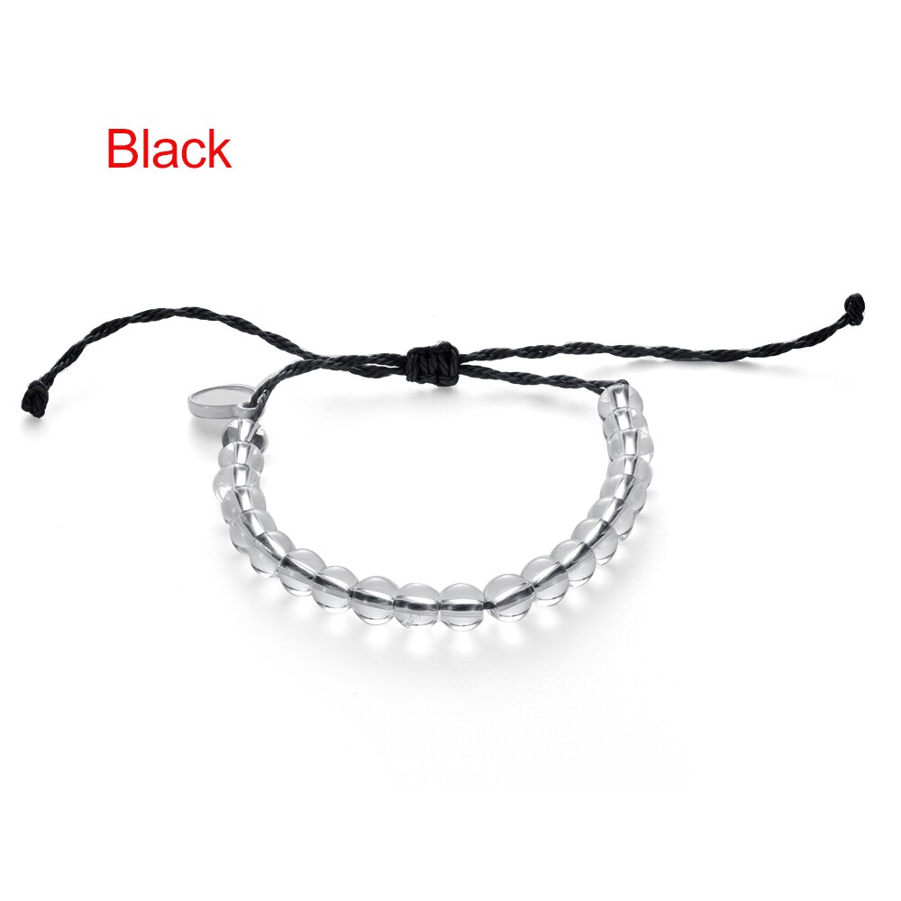 4ocean Handmade Natural Stone Transparent Beads Beaded Bracelet Women Boho Rope/cord Friendship Wristband Bracelet Femme Jewelry: black