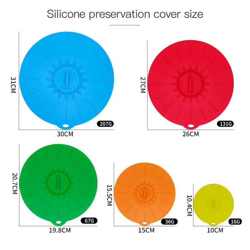 5 Pcs one Set silicone microwave bowl lids food lids pot lids pan lid bowl lid cookware kitchen accessories