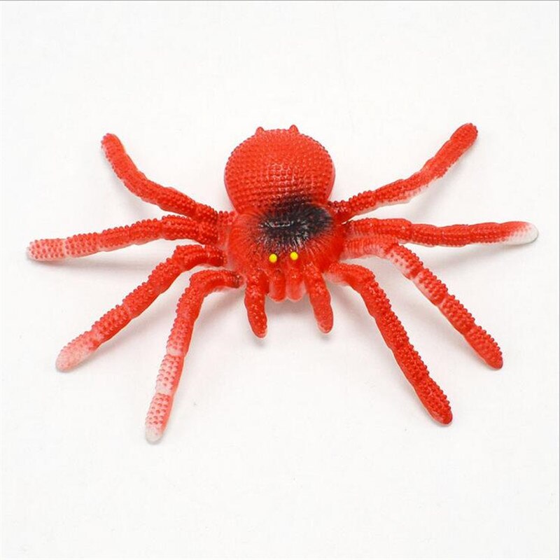 Colorful TPR Simulation Big Spider Insects Model Toys Prank Tricky Scary Toys Halloween Props Children's Model Toys: Red