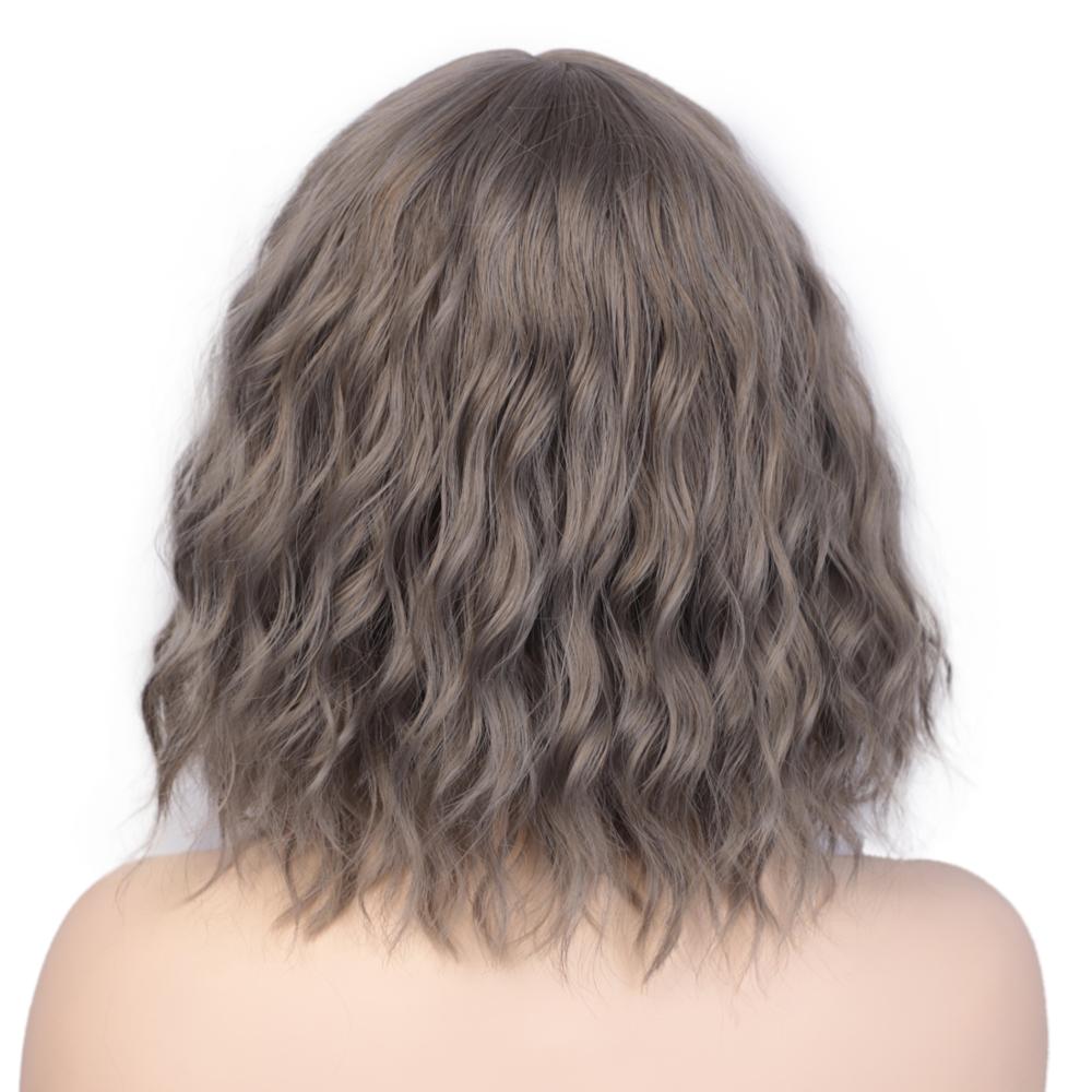 Aisibeauty pastel ondulado peruca com franja de ar feminino curto bob rosa peruca encaracolado ondulado ombro comprimento cosplay peruca para a menina 30cm azul: 93349-10a-68