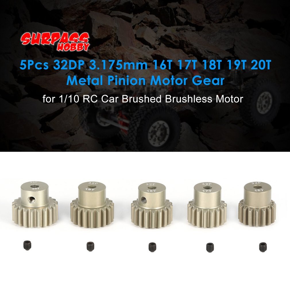 32DP 3.175mm 16T 17T 18T 19T 20T Pinion Motor Gear Set for 1/10 RC Car Brushed Brushless Motor