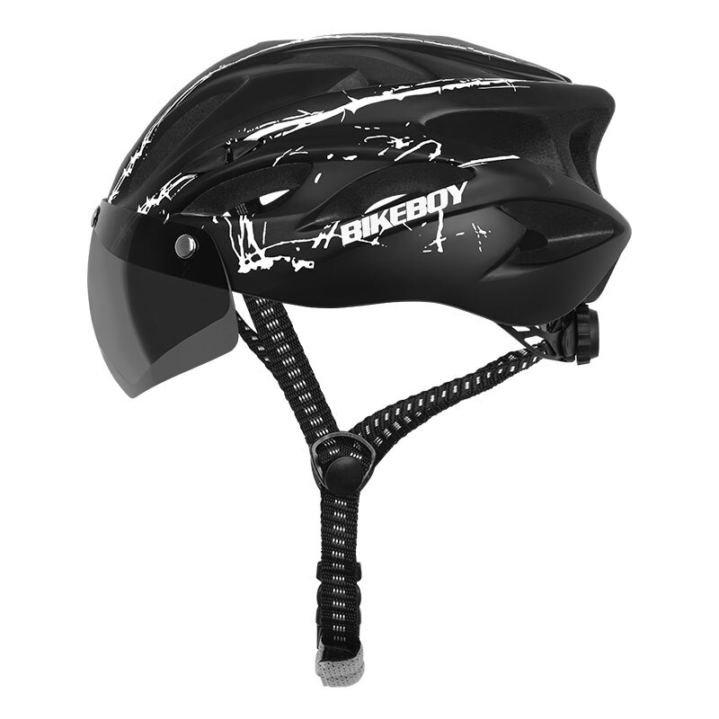 Bikeboy Fietsen Helm Met Bril Ultralight Mtb Fietshelm Mannen Vrouwen Mountain Road Casco Sport Specialiced Fietshelmen: black white 1 lens
