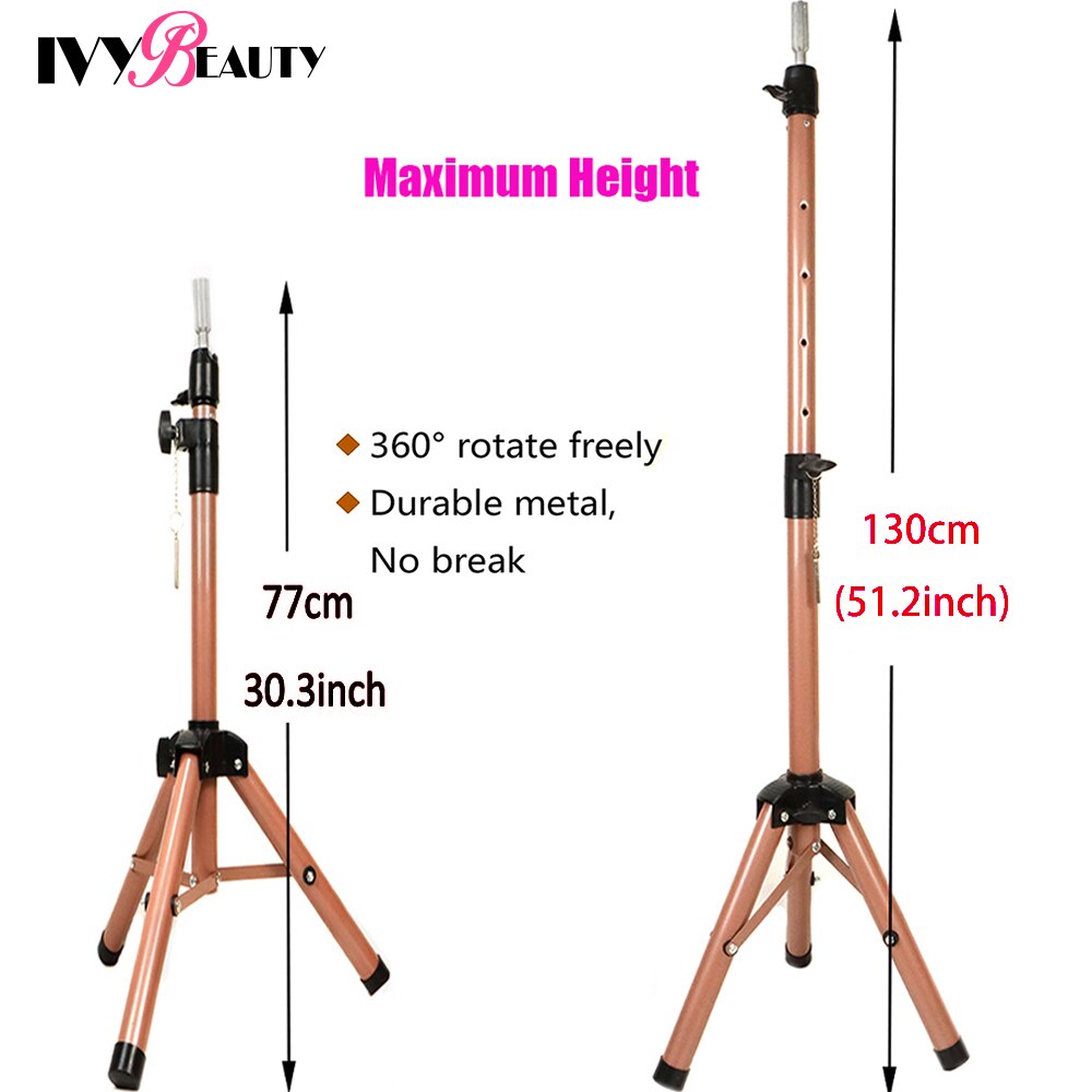 130cm Wig Stand Tripod Hairdressing Training Mannequin Head Tripod Holder For Hairdressers Salon Display Styling Tripod For Wigs: Pink