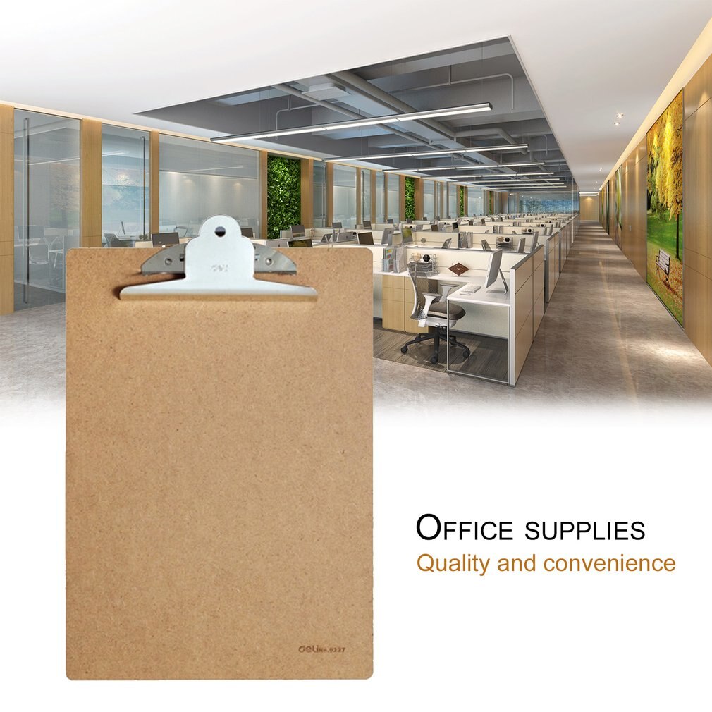 Deli 9224 A4 Wood Clipboard Portable Writing Board Clip Board Office School Meeting Accessories With Metal Clip