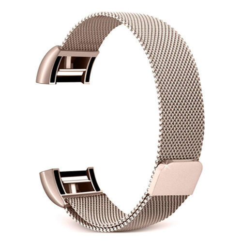 Factorymetal magnetisk smartwatch-rem til fitbit charge 2 rem rustfrit stål armbånd urrem til fitbit charge 2 armbånd: L / Rød sort