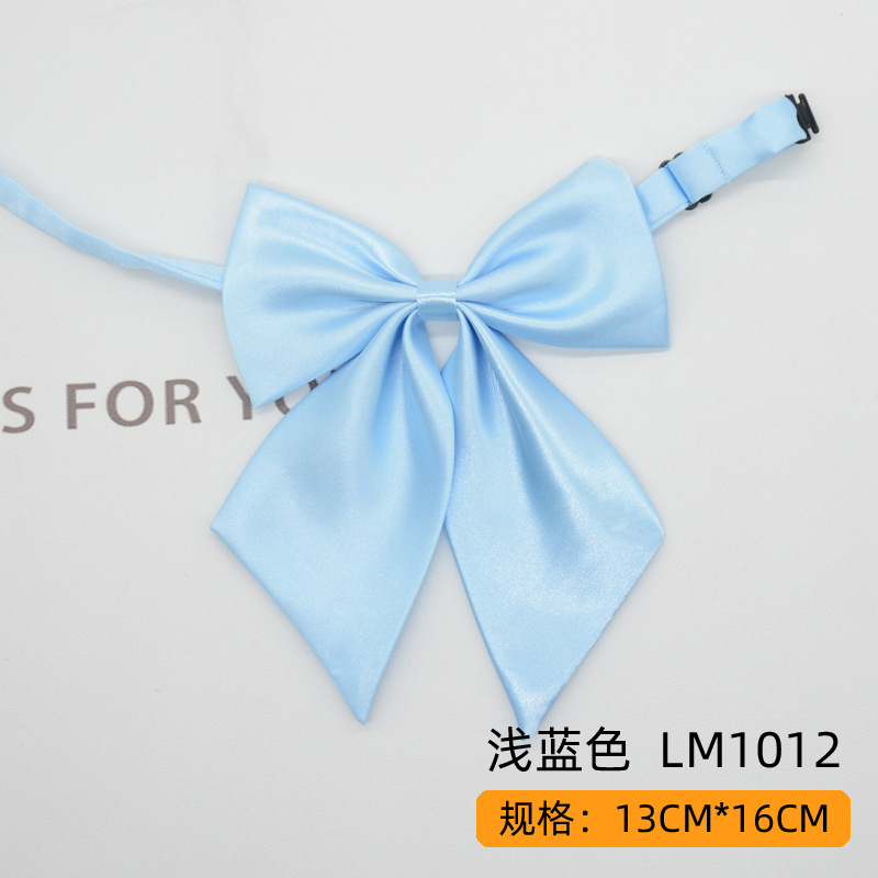 Women Bowties Solid Color Large Bowknot Simulated Silk Butterfly Necktie Shirt Accessories Event Performance Bank Hotel Bow Ties: LIGHT BLUE