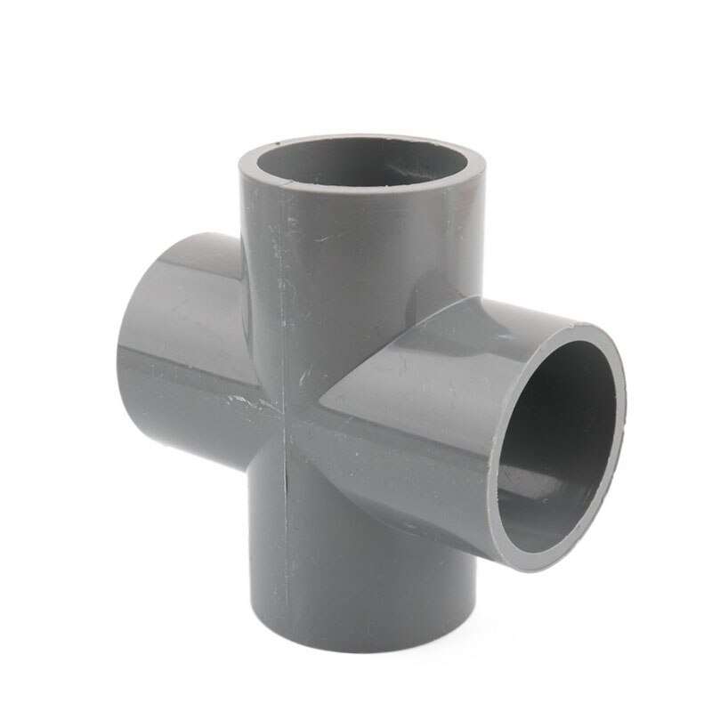 1pc 20/25/32mm/40/50mm PVC Pipe Cross Connector Garden Irrigation System Parts Water Pipe 4 Way Adapter Fish Tank Supplies: I.D 50mm / Grey