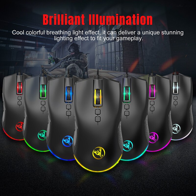 Wired Optical gaming mouse Pc Colorful RGB Gaming Mause gamer 7 Buttons 6400 DPI computer USB mouse Wired