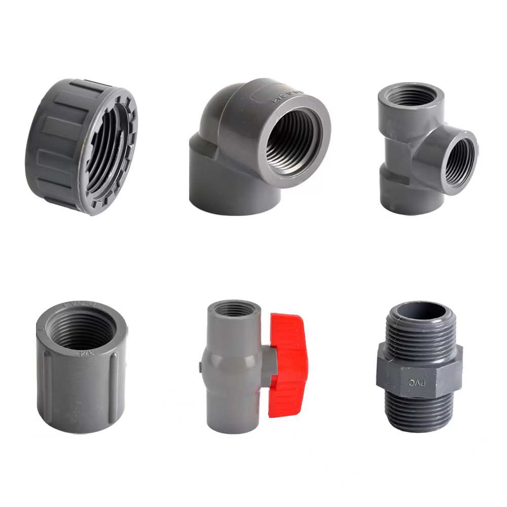 Conector de rosca hembra de PVC 1/2 3/4 1, 20/25/32mm, codo recto, adaptador de 3 vías para tubería de acuario de riego de jardín