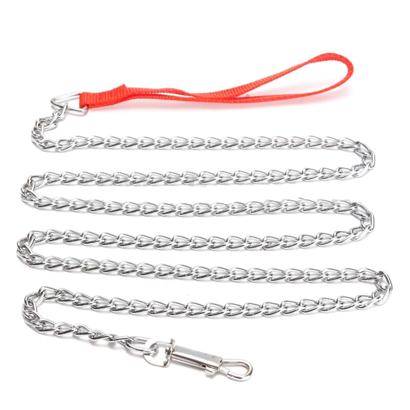 ! 1.6M Zware Metalen Ketting Hond Puppy Walking Lead Leash Clip Rood Handvat