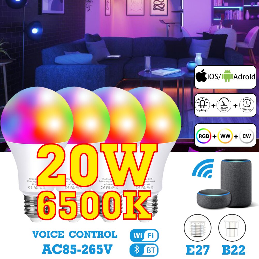 Smart Led Lampen Lamp App Controle E27 B22 Wifi Bluetooth/Ir Afstandsbediening Dimbare Ios/Android Magic Rgbw thuis Smartlight