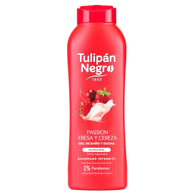 Pack Gel de baño Tulipan Negro 720 ml Ducha Passion Candy Fantasy Kiss Algodon Jabon Fresa Cereza Nata Geles de baño Hidratantes