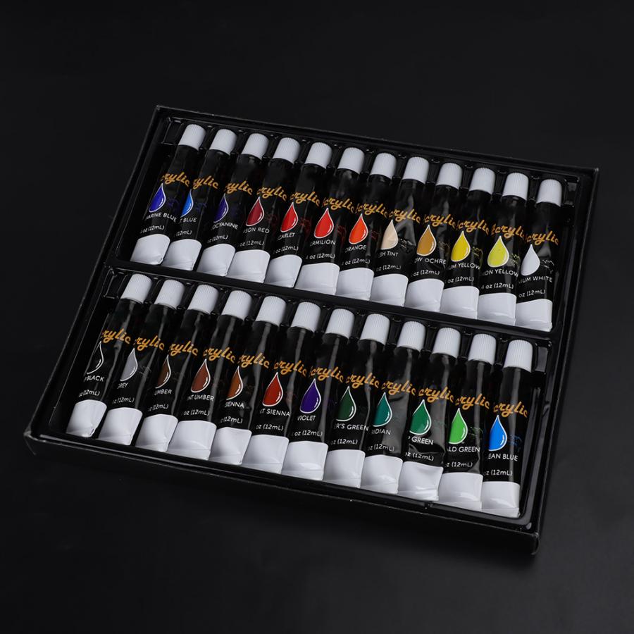 24 Colors 12ml Acrylic Pigment Acrylic Paints Set DIY Hand Painted Wall Paint Painting Drawing Colorful Paint Set
