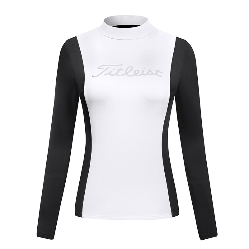 Golf base skjorter til kvinder letvægts varm fleece lange ærmer golf skjorter til kvinder udendørs sports skjorter: Sort hvid / S