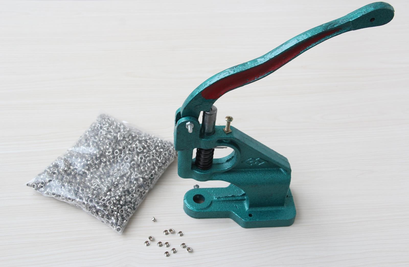 Hand Press Grommet Eyelet Machine With 3 Dies &amp; 1500pcs Grommets 6/10/12mm Grommet Machine