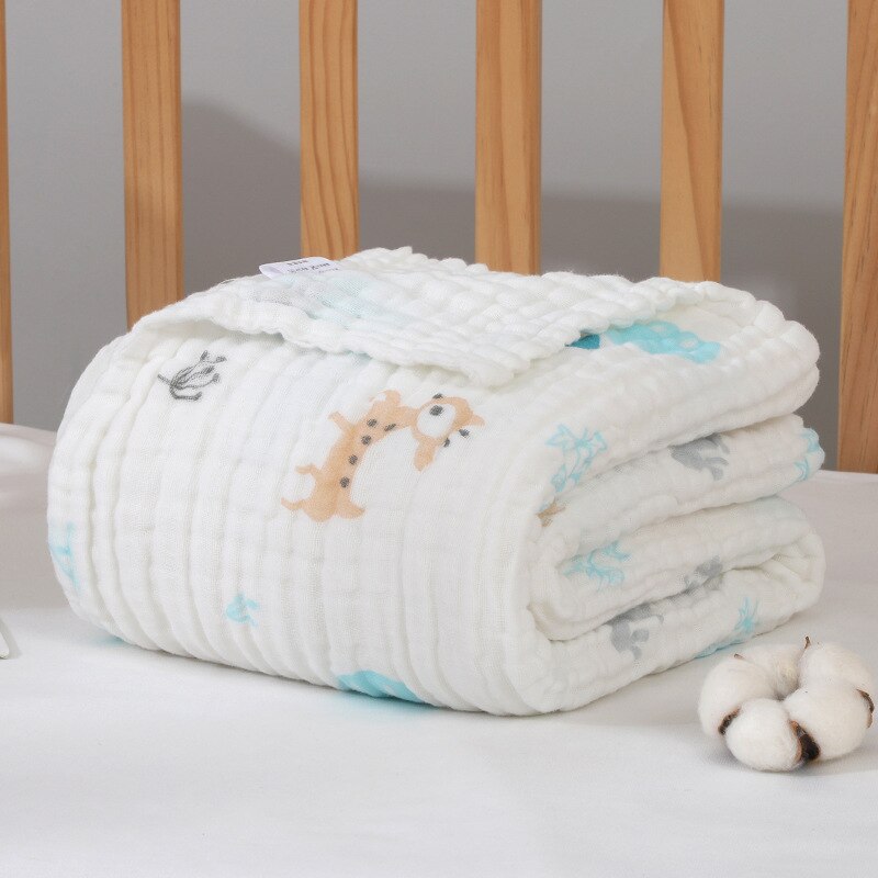 Babyfiltar nyfödd muslin swaddle 6 lager babyhandduk gasväv mjuk filt fast sängkläder set bomull sommartäcke: Rådjur