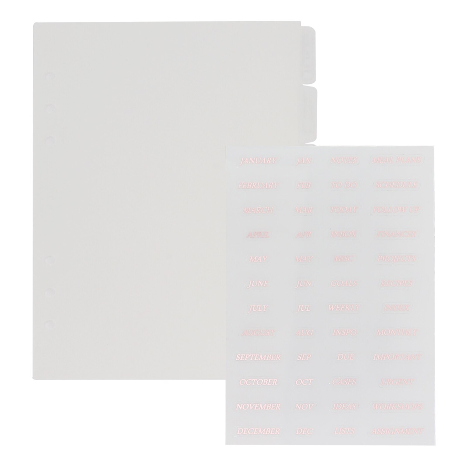 Plastic A5 Ringband Verdelers Voor Bindmiddelen Met 6 Stuks Tab En 1 Vel Rose Gouden Stickers