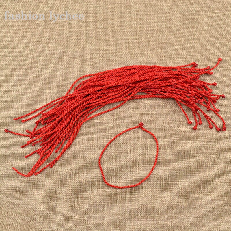 lychee 50pcs Chinese Style Braided Red Cord String Charm Bracelet For Women Men Fortune Amulet Handcrafted Bracelet