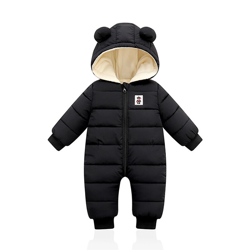 Casual Baby Meisjes Jumpsuit Jongens Lange Mouwen Cartoon Winter Down Cotton Hooded Warm Romper Crawl Pasgeboren Kids Dikke Kleding: B / L