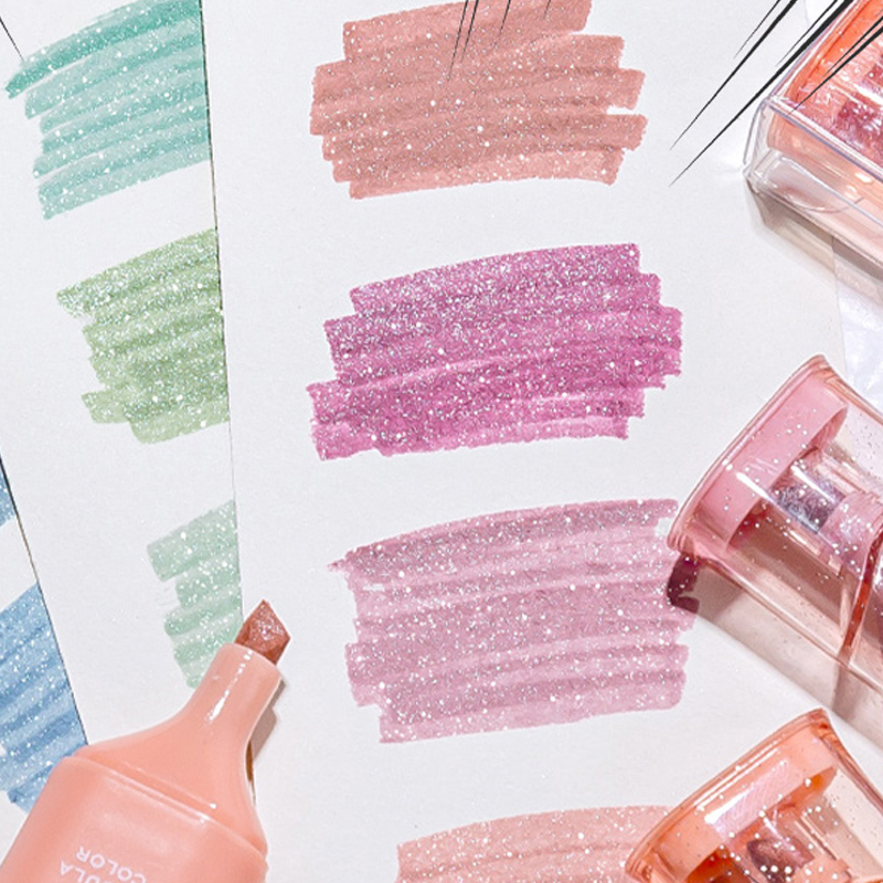 Surligneurs à paillettes, largeur de ligne flexible et encre à base d'eau anti-taches pour une prise de notes étincelantes, une planificateur, un journal biblique