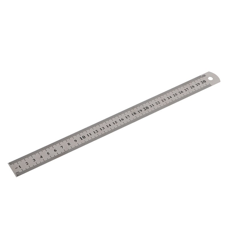 Dobbelt side rustfrit stål lige lineal metrisk regel præcisionsmåleværktøj 15cm/6 tommer 30cm/12 tommer skolekontorartikler: 30 cm