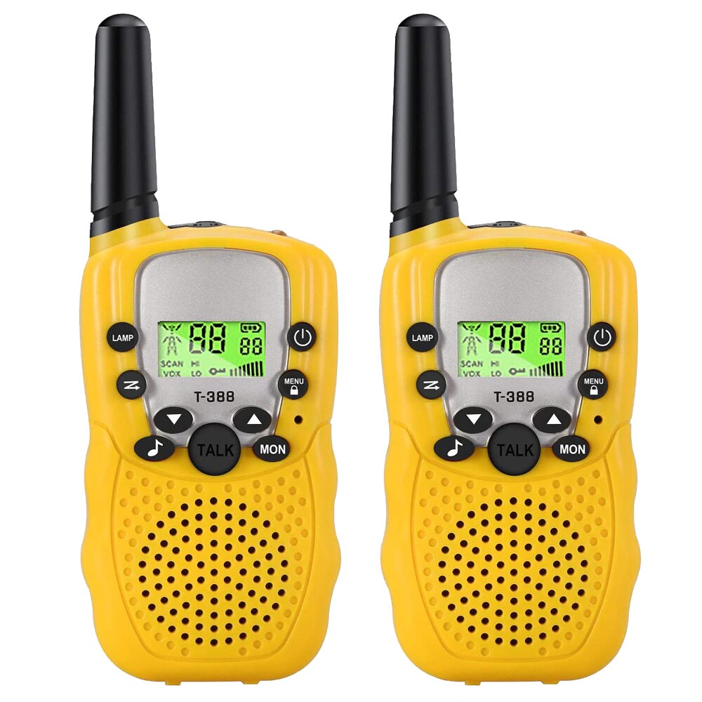 2/3 Pack Kids Walkie Talkies 3km Range 22 Channels 2 Way hand-free interphone Mini Two-Way Radio Station Family Camping: Yellow