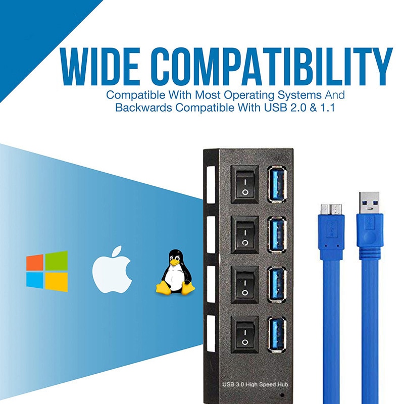 Usb-hub 3.0 multi 4 7 usb-poort met stroomadapter voor macbook pro air computer pc laptop accessoires splitter usb multiple hab