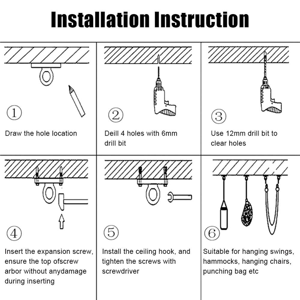 800lb Capacity Heavy Duty Hammock Hanging Spring Hook +Matching Screws Kit Mount Swing Chair Stainless Steel
